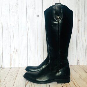 Frye Melissa Black Leather Button Riding Boots Round Toe Women's 7